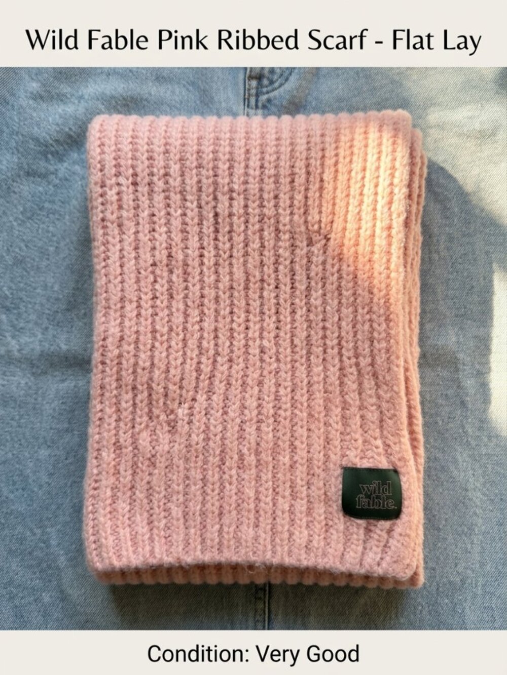 Wild Fable Light Pink Chunky Ribbed Knit Winter Scarf